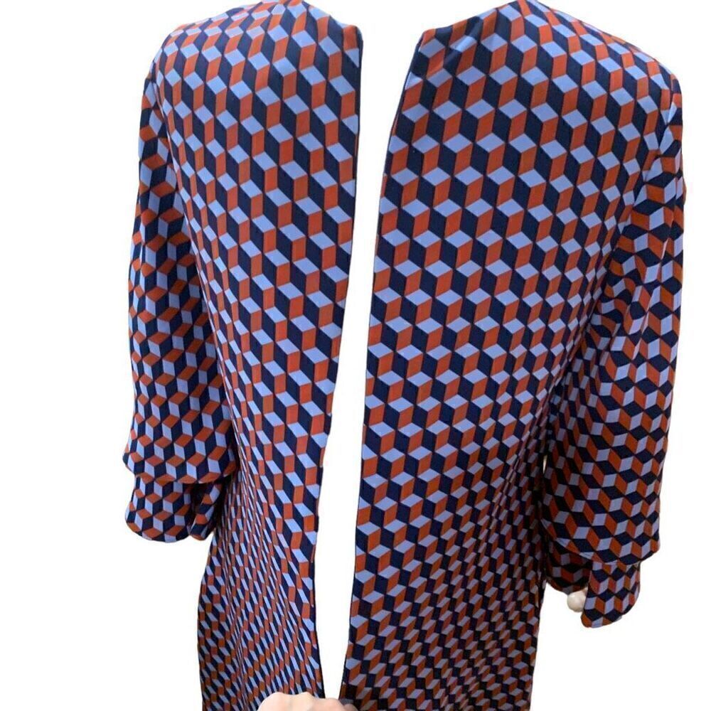 El Ganso Vintage Sheath Dress Geometric Optical Illusion Pattern Bell Sleeve Med - Picture 7 of 11